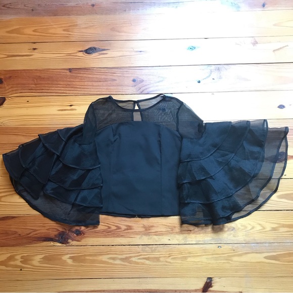 Infin8ti Black Flutter Sleeve Formal Top, NWT, L - Picture 3 of 14